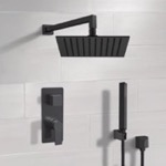 Remer SFH90 Matte Black Shower System With Rain Shower Head and Hand Shower